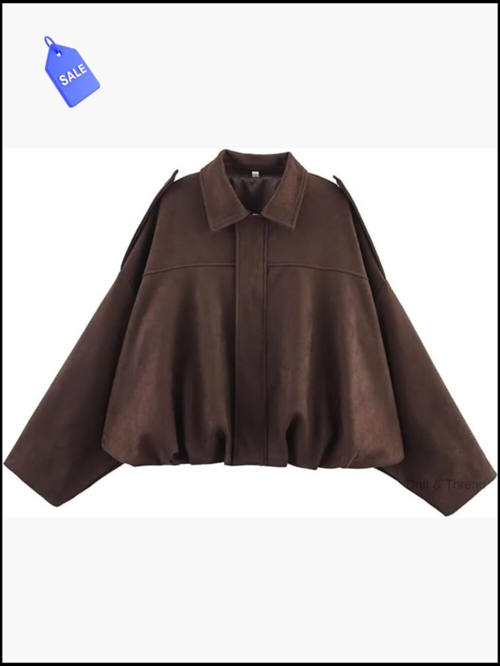 Faux Suede Oversized Bomber Jacket Pilot Coat Zip Up Motorcycle Streetwear